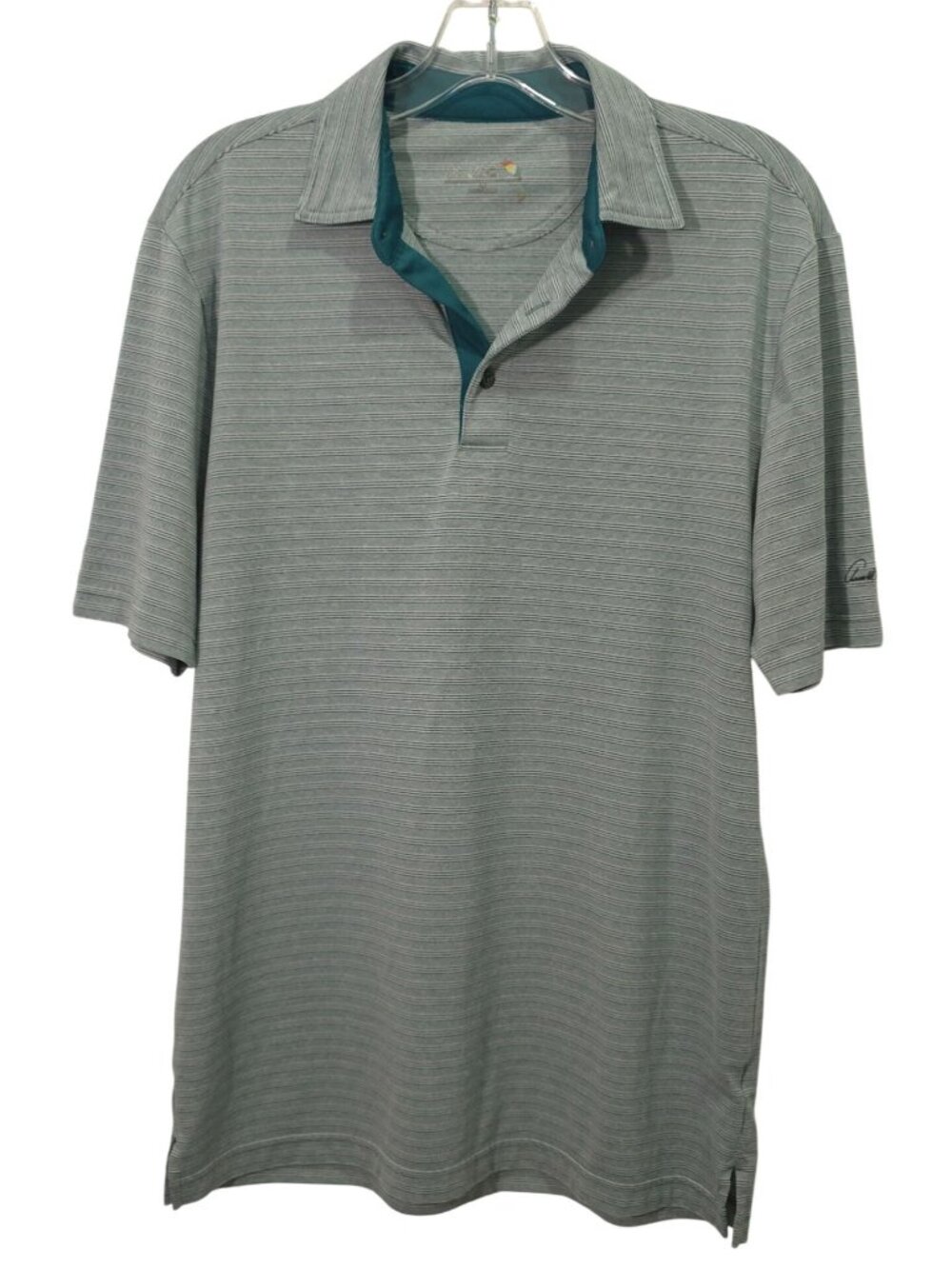 Vintage Arnold Palmer Men's Polo Golf Shirt M Green Striped Short Sleeve Classic